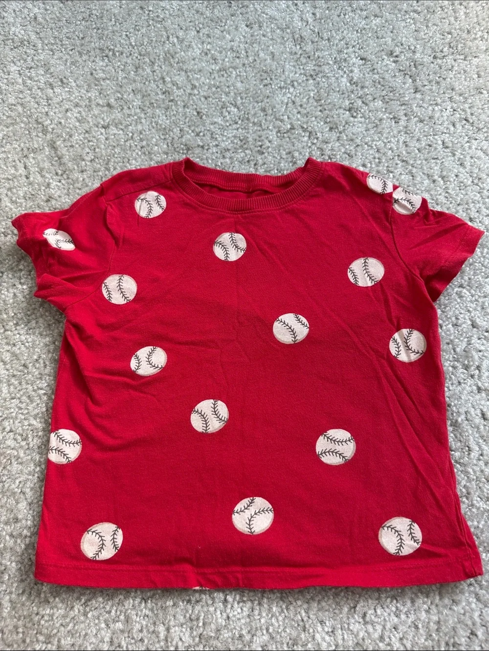 Old Navy Red Tee with White Baseball Print